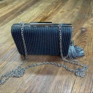 Sondra Roberts Glitter Black Evening Clutch